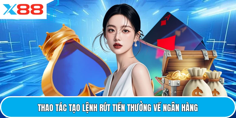 Thao tác tạo lệnh rút tiền thưởng về ngân hàng